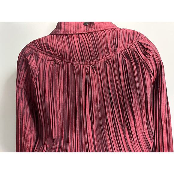 UBU Crinkled Pleated Lightweight jacket in Dark Red Boho Retro‎ M - Picture 9 of 13
